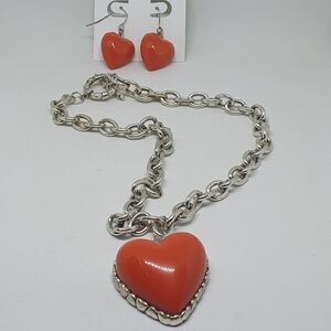 Heart necklace and earrings set